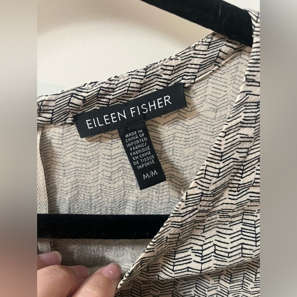 Eileen Fisher Broken Chevron Tencel Dress Size Medium - Picture 4 of 8